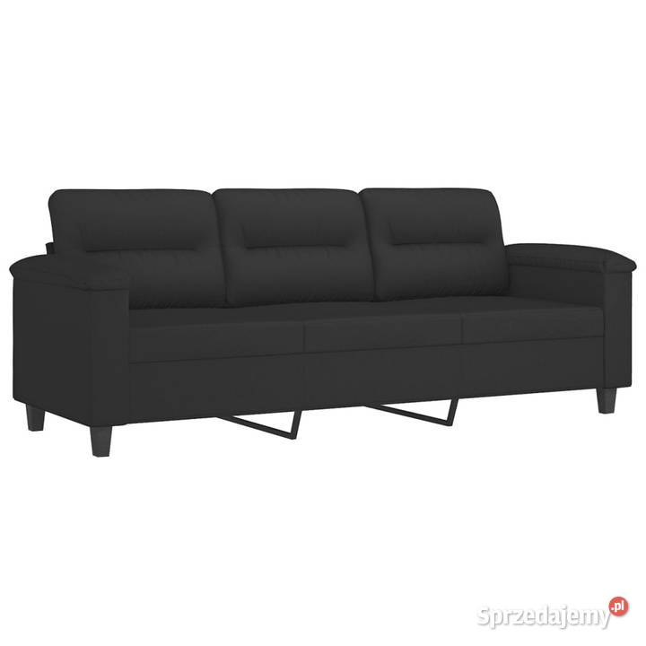 3osobowa sofa czarny 180 tapicerowana mikrofibrą mazowieckie Warszawa