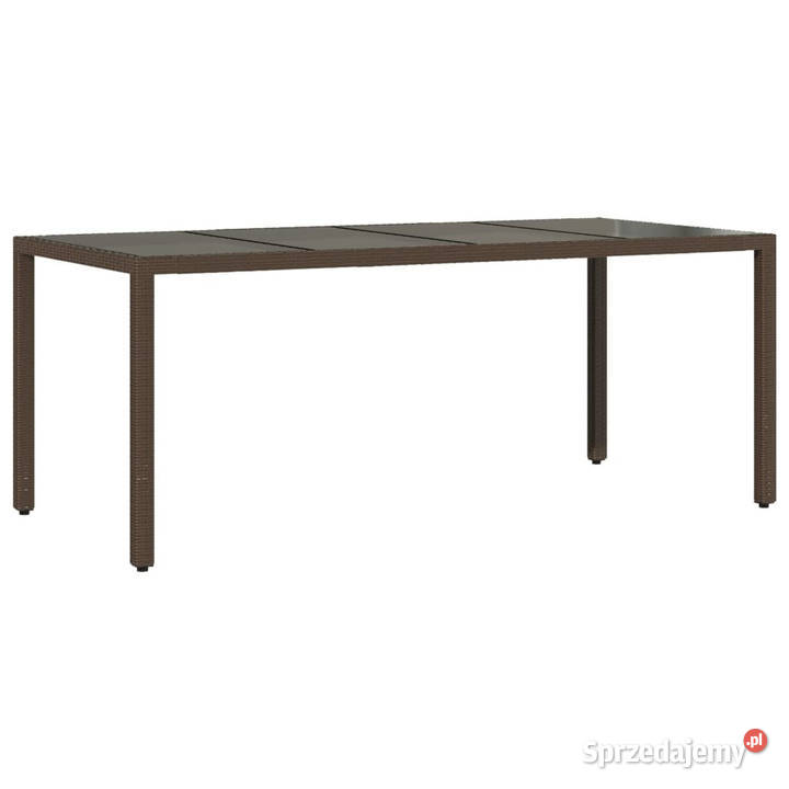Stół ogrodowy ze szklanym blatem brąz 190x90x75 Warszawa