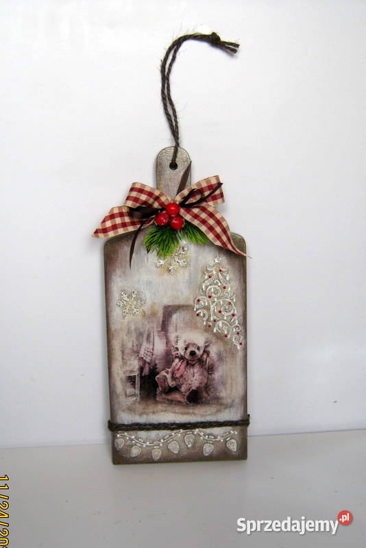 Deska świąteczna Misie rękodzieło małopolskie Kraków sprzedam