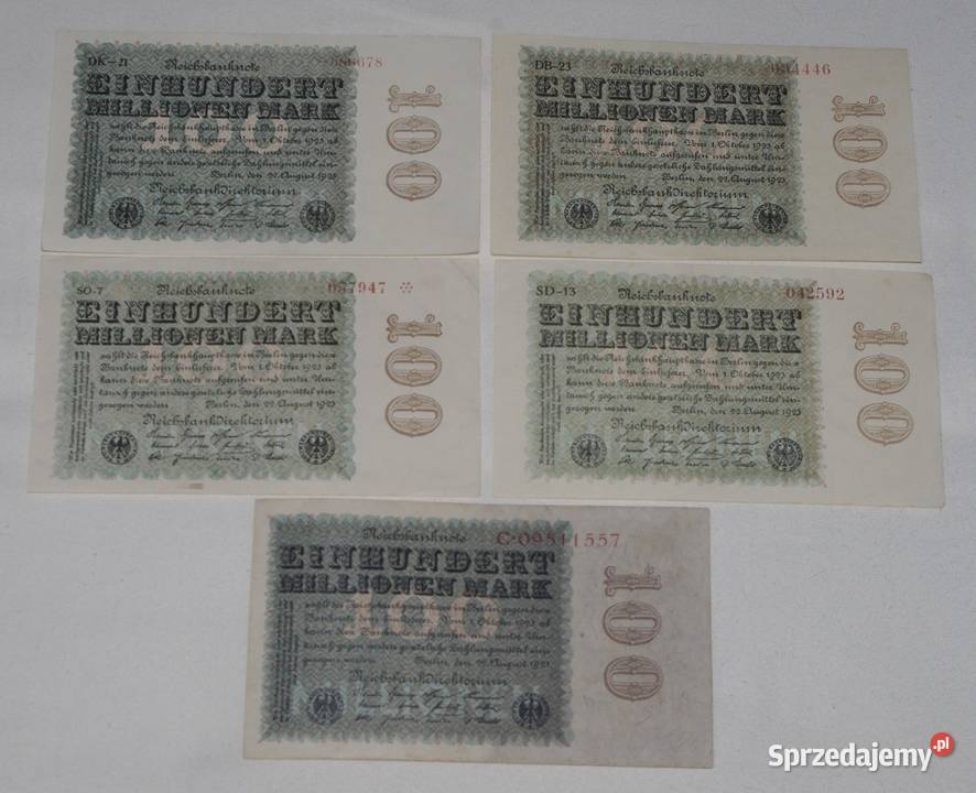 Banknoty 100 mln marek emisja 081923r każdy inny mazowieckie Płock