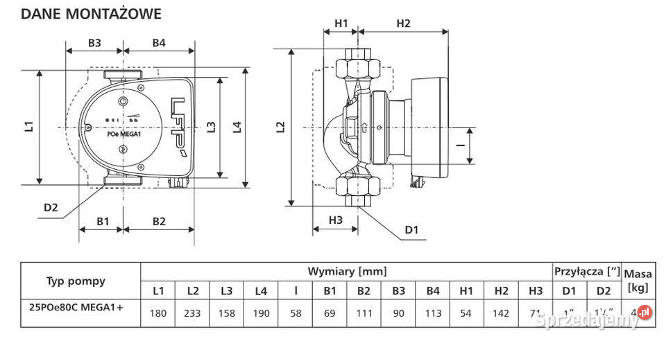 Pompa obiegowa 25POe80C MEGA1 Pozostałe Wrocław