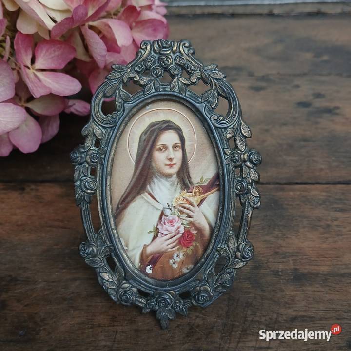 Stara mosiężna ramka na zdjęcie Św Teresa Pozostałe Warszawa