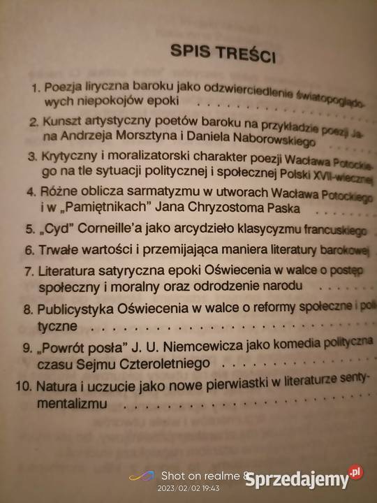 Barok Oświetlenie analizy literatury unikat mazowieckie Warszawa