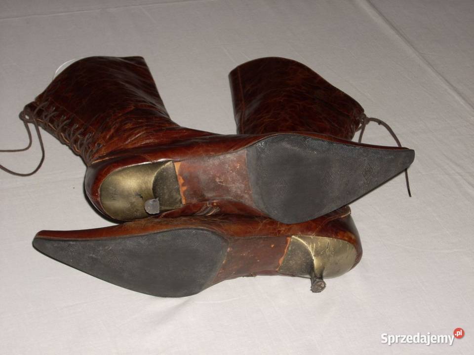 FLUXA skórzane kozaki botki vintage sznurowane sprzedam