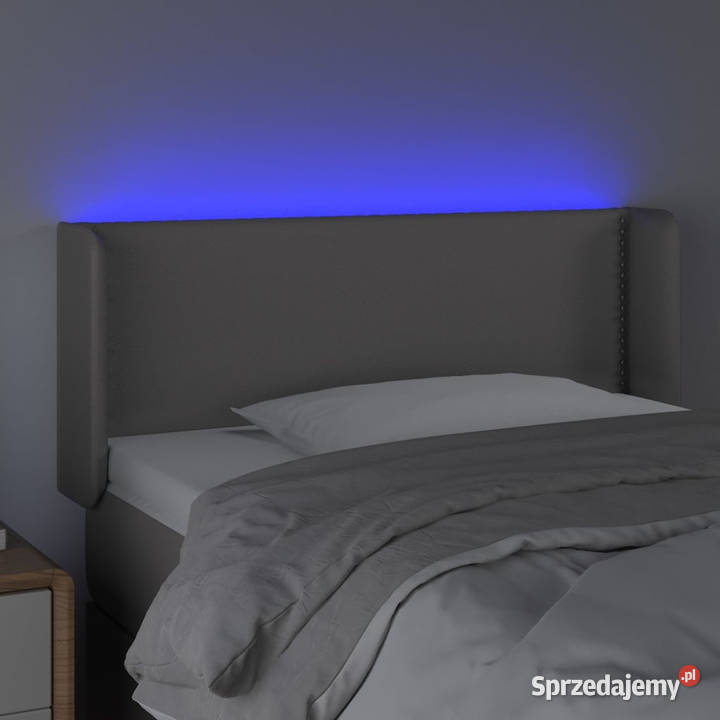 Zagłówek do łóżka z LED szary 93x16x7888