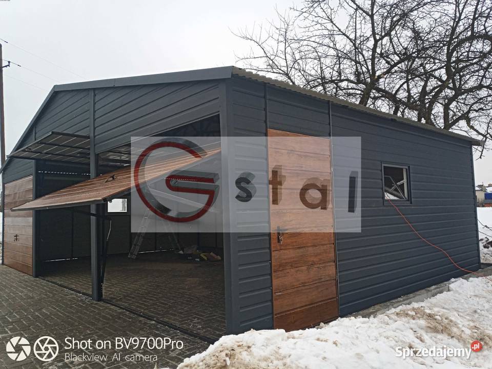 antracytowy garaż blaszak 9x6 automat drzwi okno Kielce