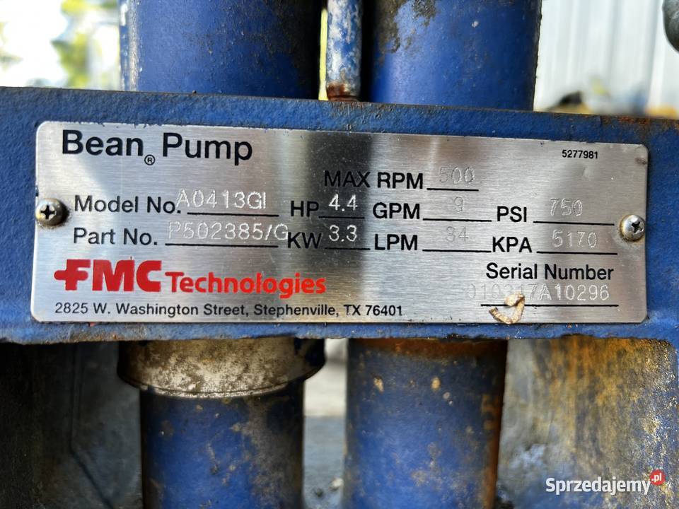 Pompa płuczkowa Bean Pump FMC Vermeer Ditch Brzeziny