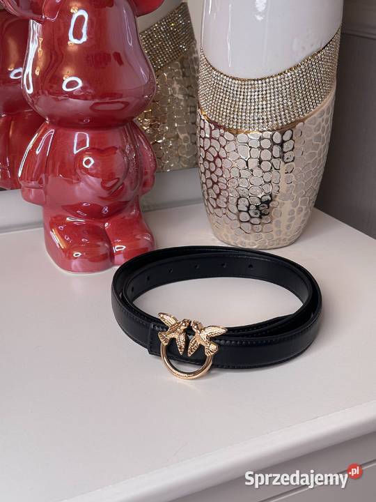 Pasek Pinko czarny nowy złota klamra 110 105