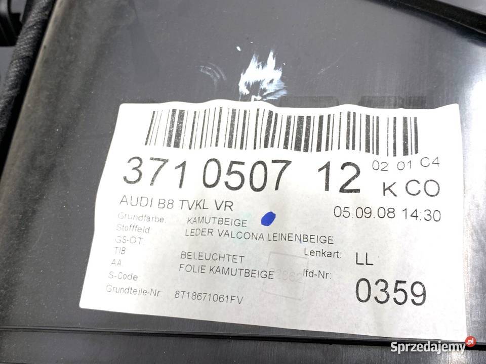 BOCZEK DRZWI PRAWY PRZÓD AUDI A5 8T 8T1867106 podkarpackie