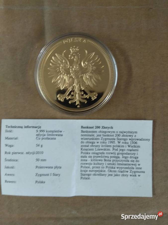 65 Medal okolicznościowy z banknotem 200 Chrząstawa Mała