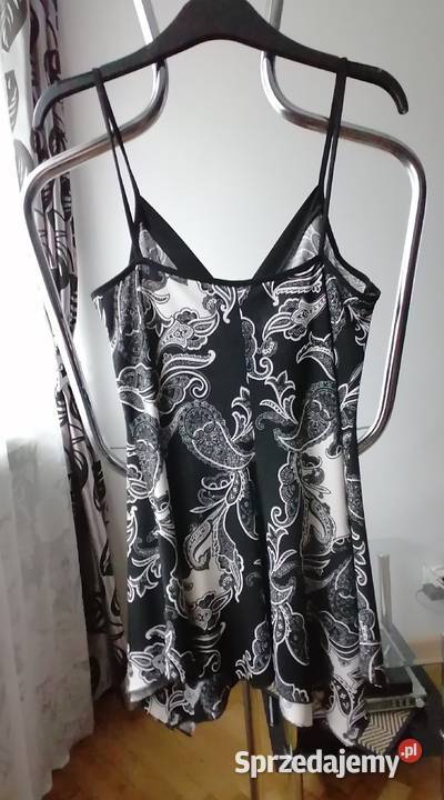 NOWY ASYMETRYCZNY CZARNO BIAŁY TOP ETAM R UK czarny