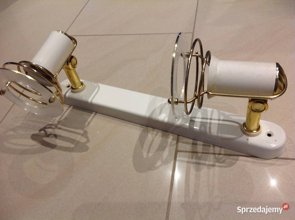 Lampa Sufitowa Dwupunktowa Biało Złota Nowa Sól