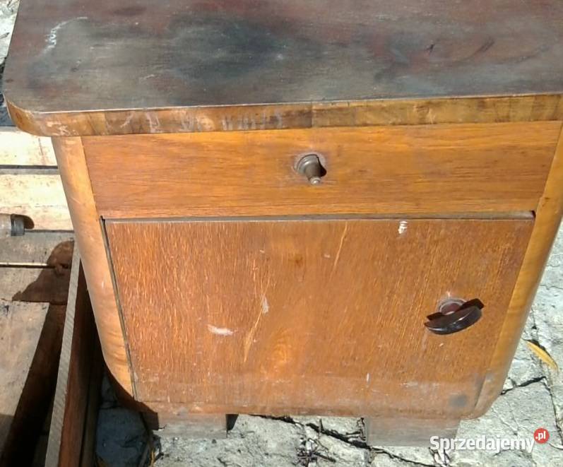 Drewniana czwarta zabytkowa szafeczka nocna Knurów