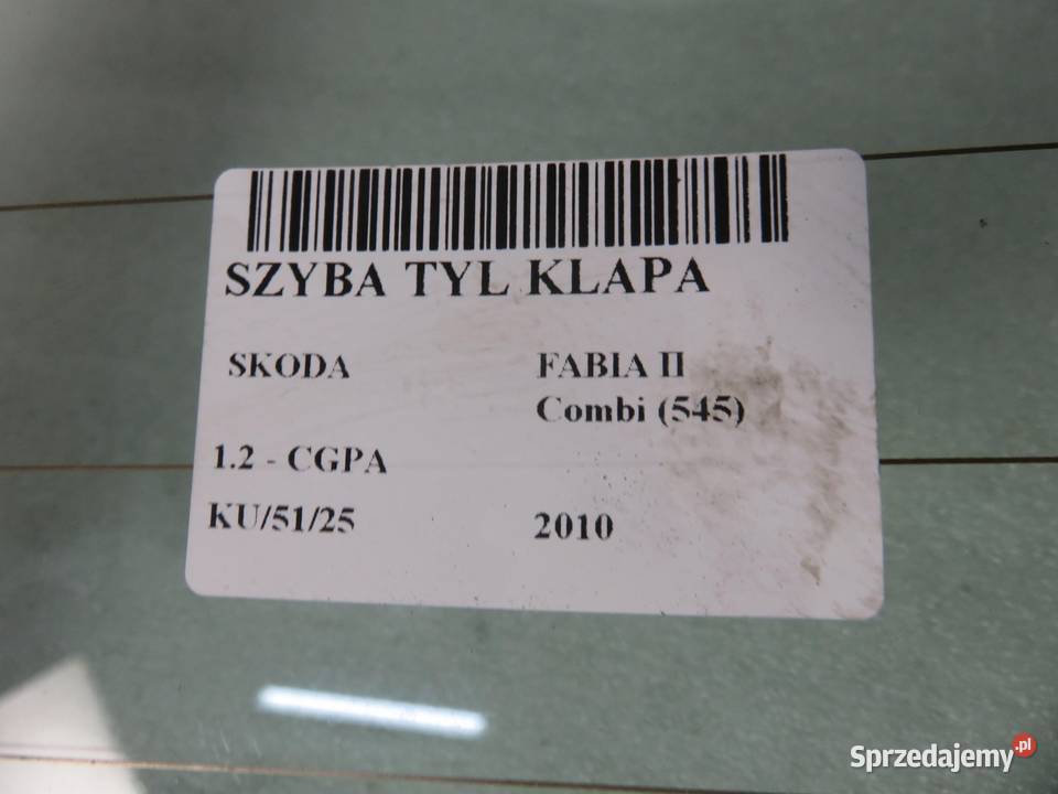SZYBA TYLNA SKODA FABIA II KOMBI