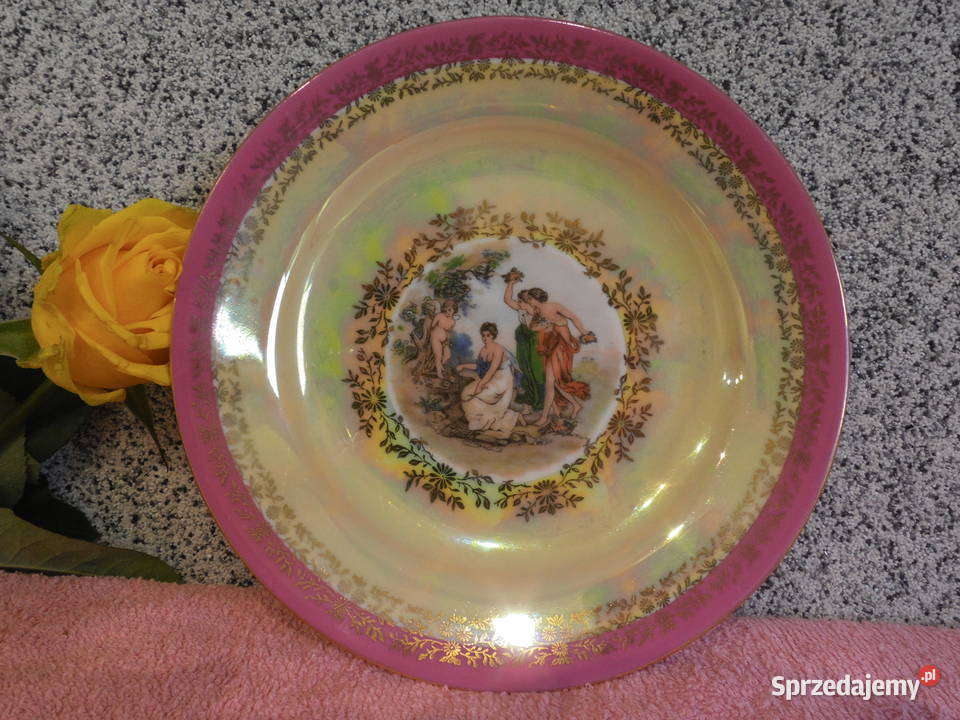 Talerzyk deserowy scenka rodzajowa Porcelana i szkło Raszków