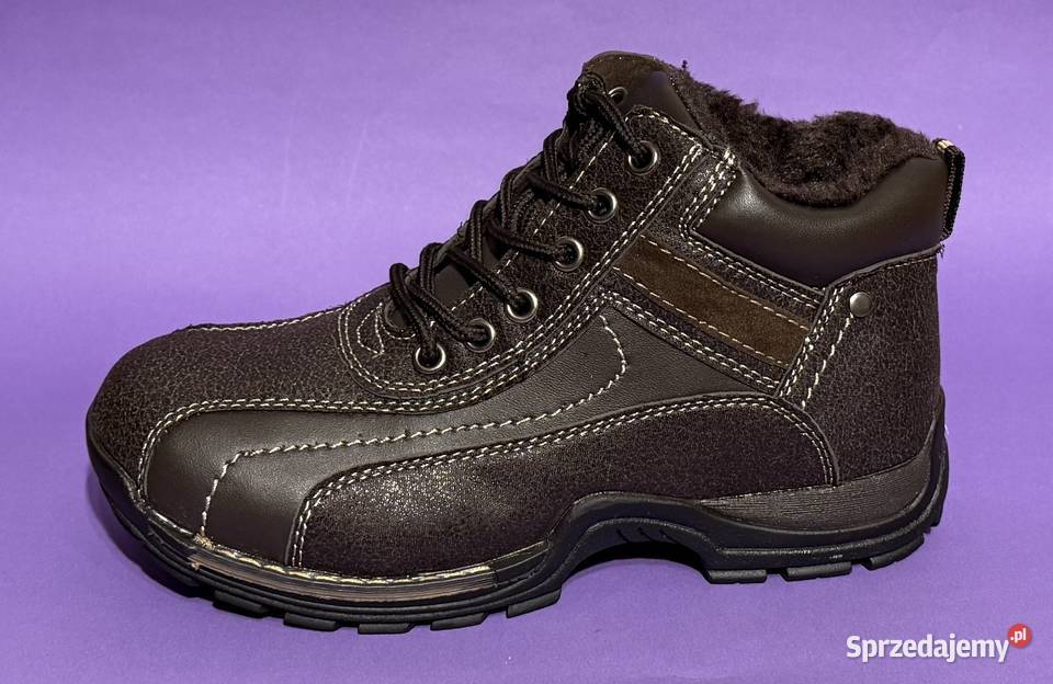 Brązowe młodzieżowe ocieplane buty rozmiar 39 Żyrardów