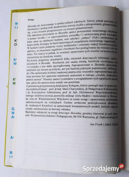 Słownik szkolny BIOCHEMIA Jan Fronk Jakub Ząbek Hajnówka