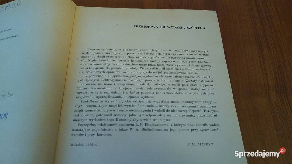 Fizyka teoretyczna Teoria pola Lev D Landau E M Książki naukowe i popularnonaukowe Gdańsk