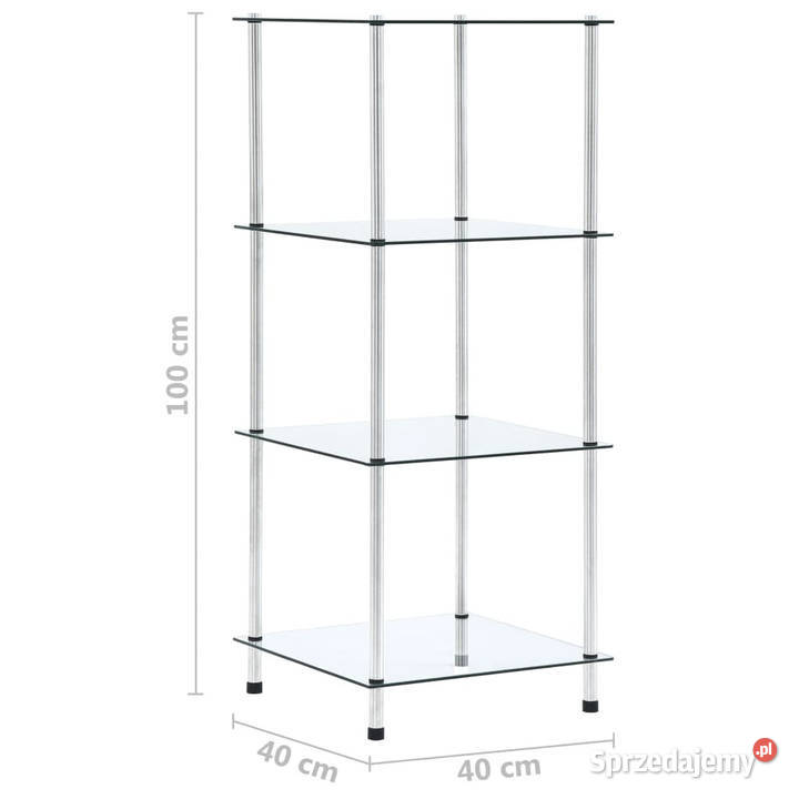 4poziomowa półka przezroczysta 40x40x100 szkło