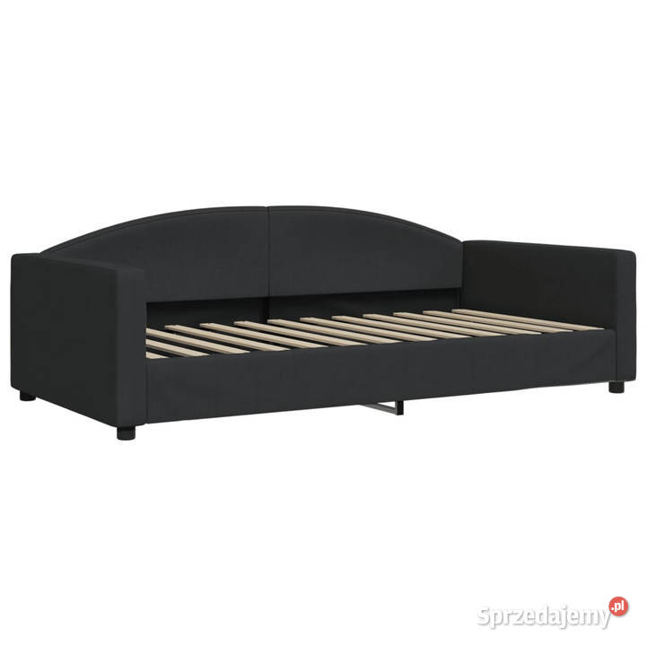 Sofa rozsuwana z szufladami czarna tkanina