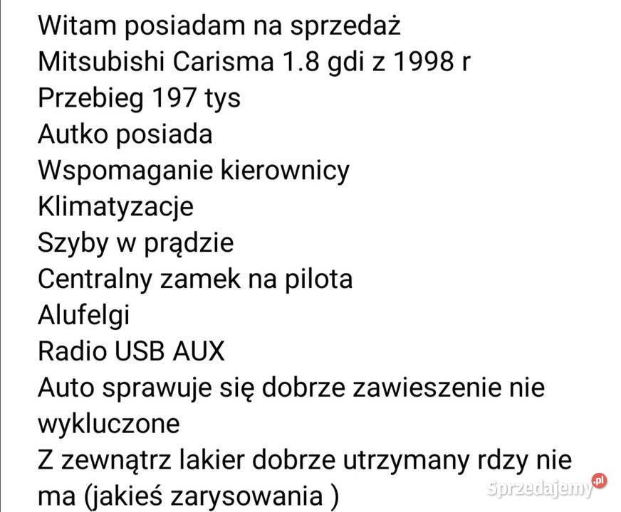 Samochód mitsubishi carisma 18 gdi 1998 podkarpackie Rzeszów sprzedam