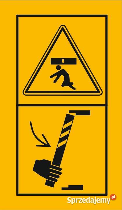 Naklejka ostrzegawcza piktogram na maszyny sprzedam