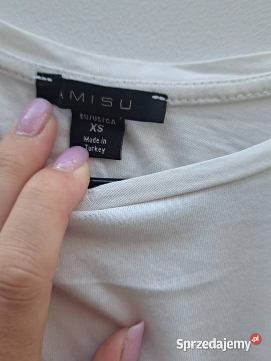 Biała koszulka Amisu z haftem serca 100 bawełna Rozmiar 34(XS) Trąbki Wielkie