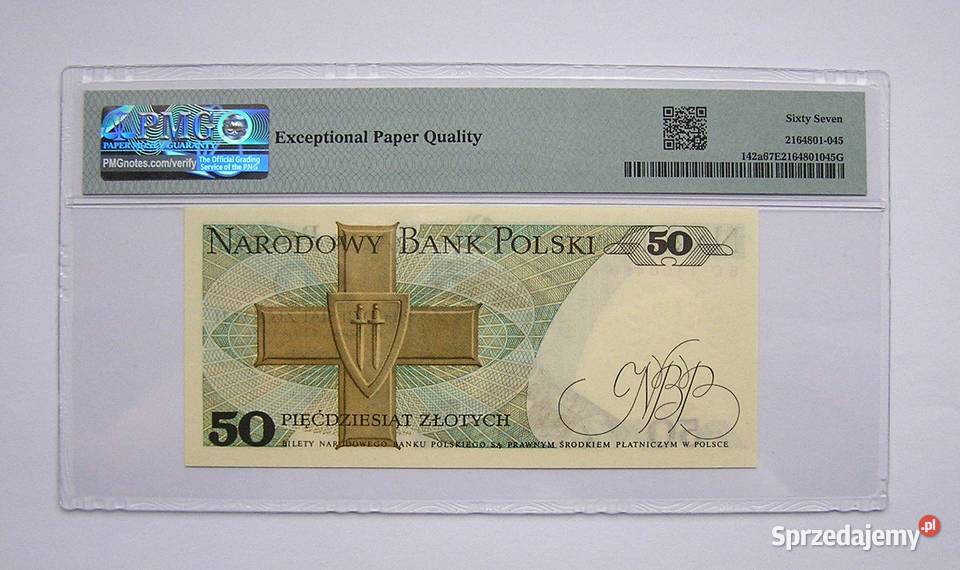 Polska 50 Złotych 1975 r PMG 67 EPQ NOTA Rydzyna