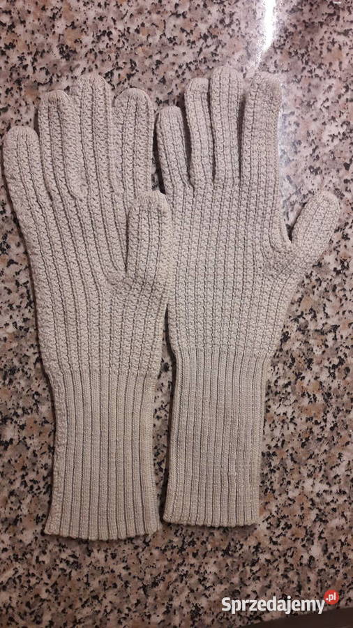 Rękawiczki jasne damskie z dzianiny opolskie Głuchołazy