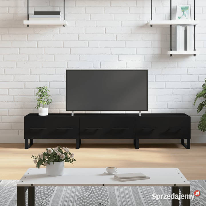 Szafka pod TV czarna 150x36x30 materiał Warszawa