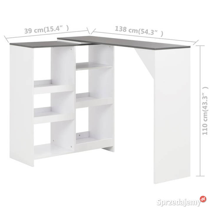Stolik barowy z ruchomym regałem biały 138 x 39 mazowieckie Warszawa