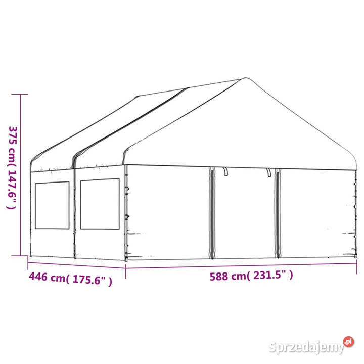 Namiot ogrodowy z dachem biały 446x588x375 m Warszawa
