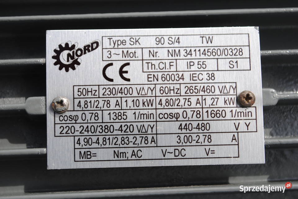 Motoreduktor kołnierzowy 11kw 46obrmin NORD