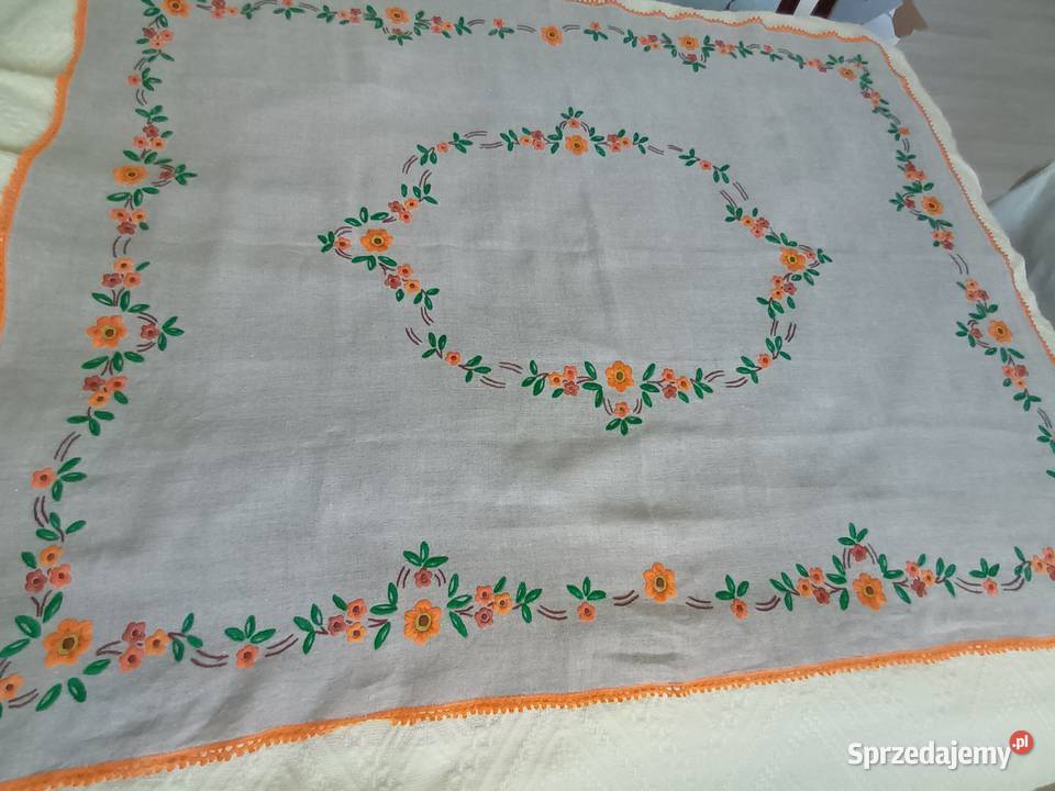 obrus ręczny haft bogaty bławatkowy cudny na Gdańsk