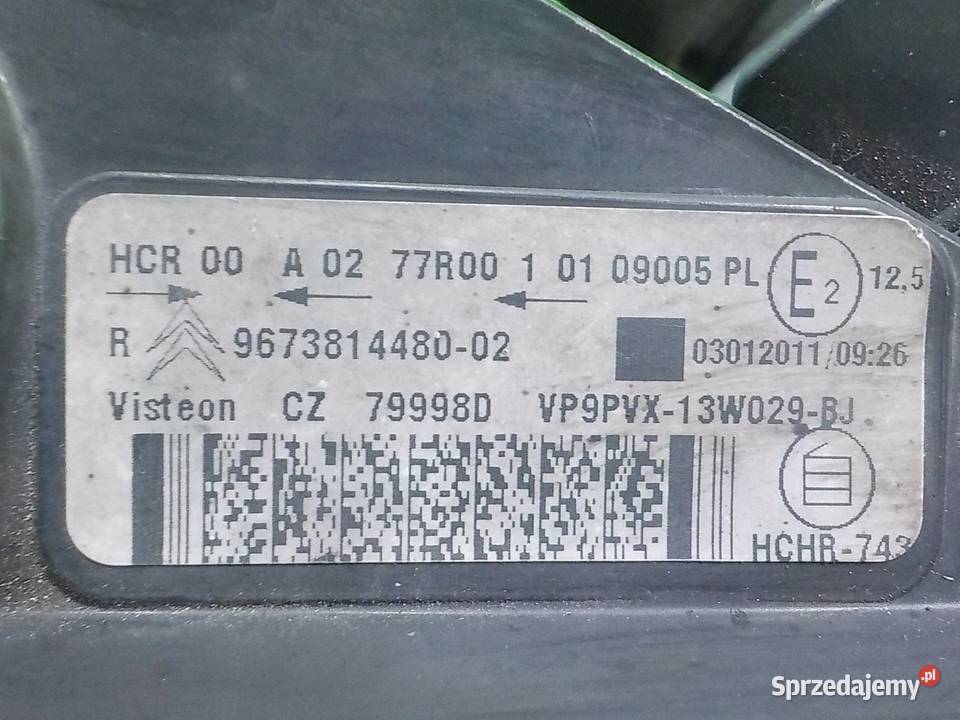 CITROEN C3 II 14 HDI 11r HB 5D lampa prawa przod mazowieckie