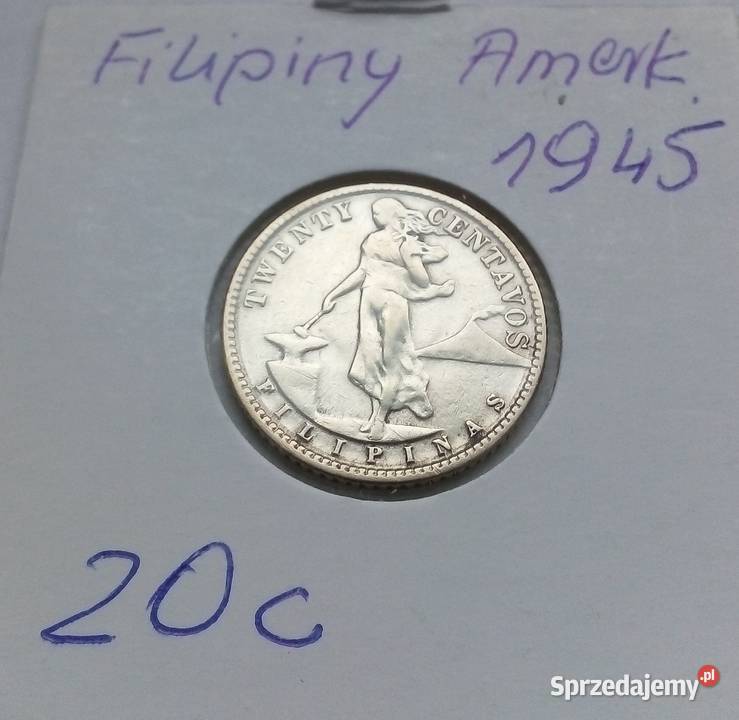 FILIPINY20 CENTAVOS 1945 r SREBRO 0765 ŁADNA Legionowo
