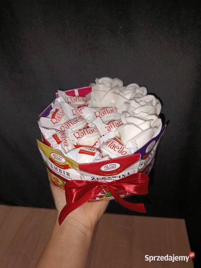 Słodki box Box z herbatą różami mydlanymi Bukiet Rękodzieło Zagórów