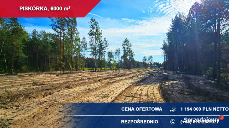 6x1000m2 Teren inwestycyjny pod małe osiedle budowlana Piskórka