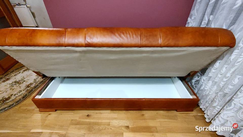 Skórzana wersalka z pojemnikiem pufy 90cm sprzedam