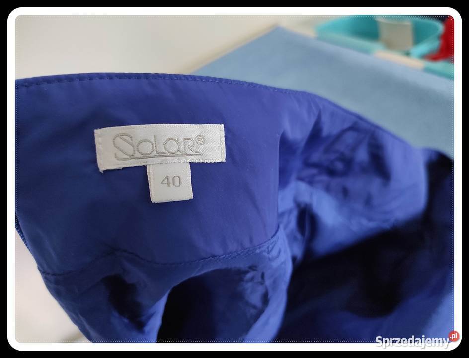 SOLAR niebieska kobaltowa spódnica ołówkowa 40 L Moda i Styl
