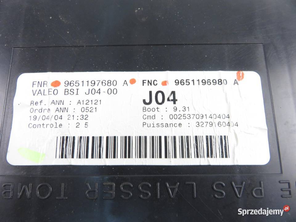 BSI PEUGEOT 307 Break 3E 20 HDI 90 9651197680A