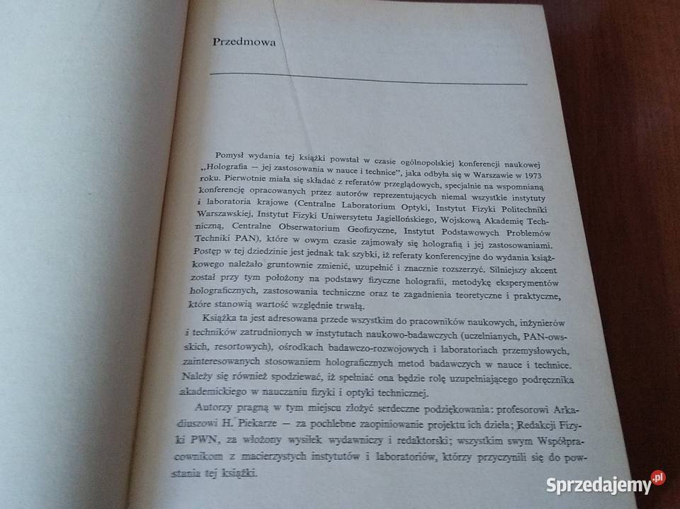 Holografia optyczna podstawy fizyczne i sprzedam