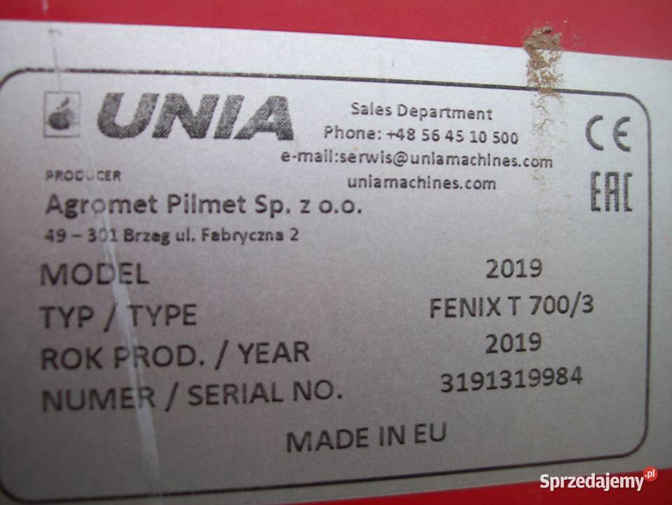 Agregat uprawowo siewny Unia Fenix 7003 Zawiercie