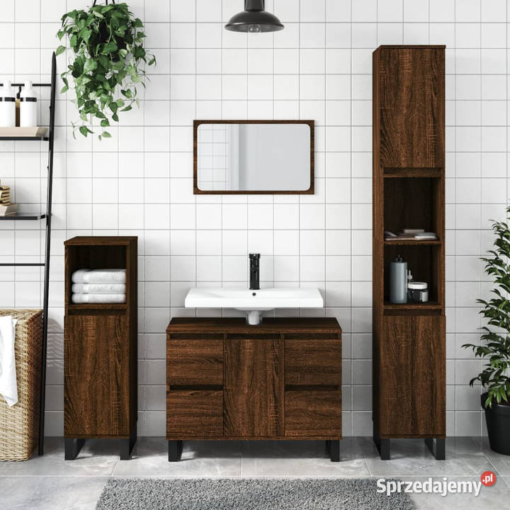 Szafka łazienkowa brązowy dąb 30x30x100 WM831571 Warszawa