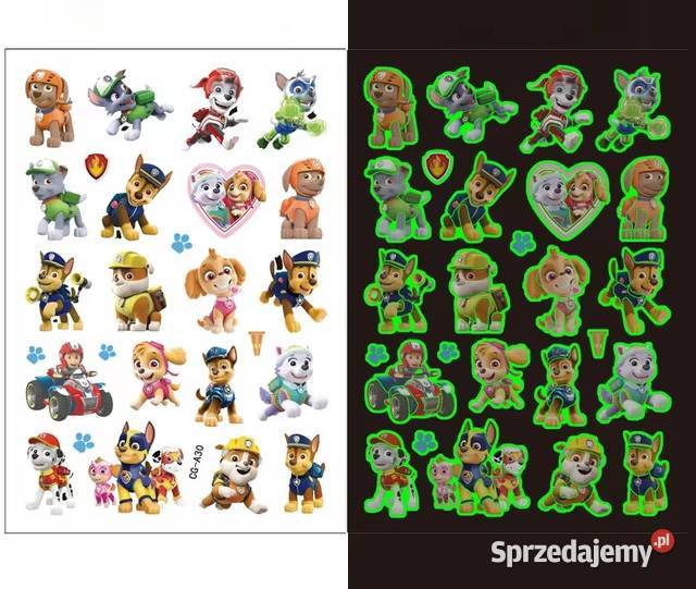 Fluorescencyjne tatuaże dzieci PSI PATROL 20 Płock sprzedam
