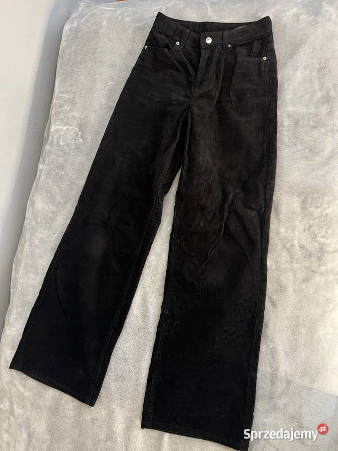 Spodnie jeansy wide leg sztruksowe Spodnie