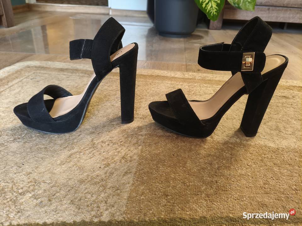 Czarne sandały na wysokim słupku czarny Bełżyce sprzedam