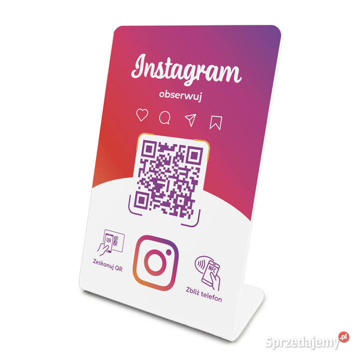 Stojak prezenter gięty z QR i NFC do mazowieckie Warszawa