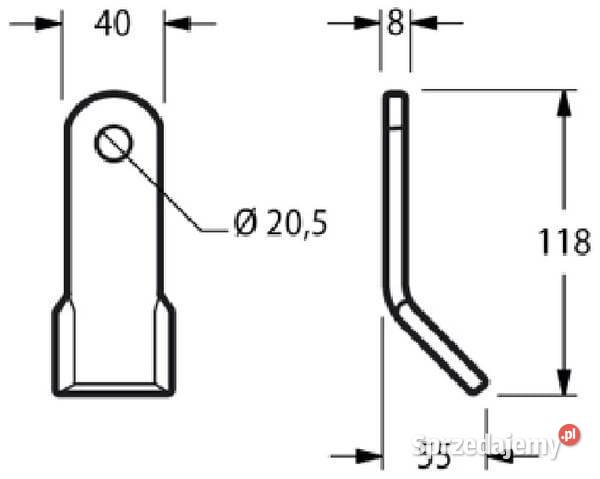 Nóż bijaka 40x118 mm pasuje do Agrimaster CK1120 małopolskie Kamionna