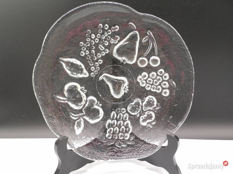 Stylowa Patera Szklana Vintage Motyw Owocowy wielkopolskie Raszków
